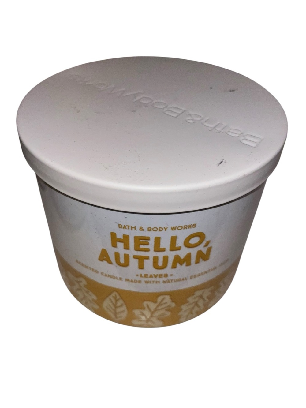 Bath & Body Works Hello, Autumn Candle - White & Mustard
